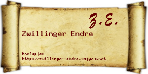 Zwillinger Endre névjegykártya